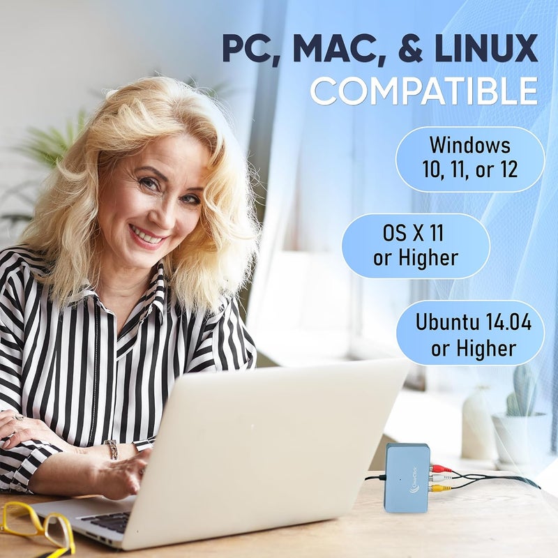 ClearClick Video to USB Lite - USB Audio Video Capture Device - Input AV, RCA, S-Video, VCR, VHS, Camcorder, Video8, Hi8, DVD, Retro Gaming Systems - USB-C Plug & Play - Image 5